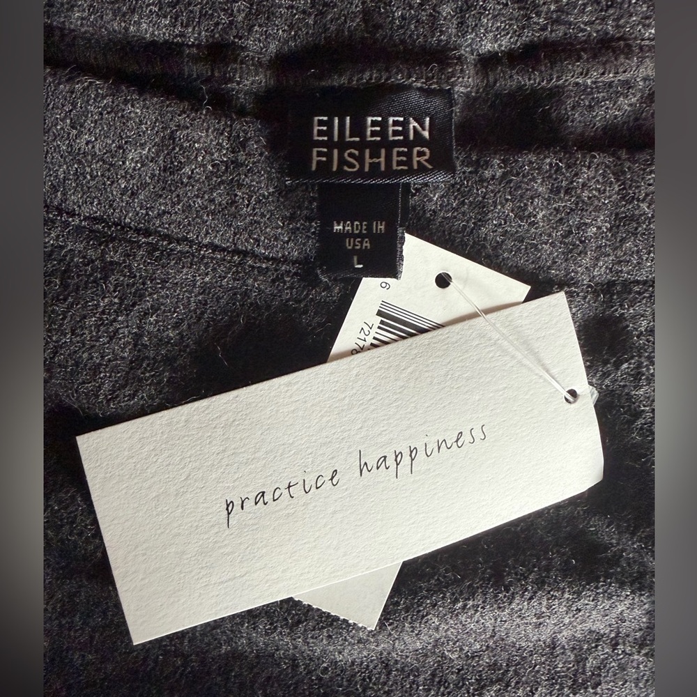 NWT Eileen Fisher Knitted Wool Crepe Straight Skirt Charcoal Gray Women’s Large - Picture 6 of 7